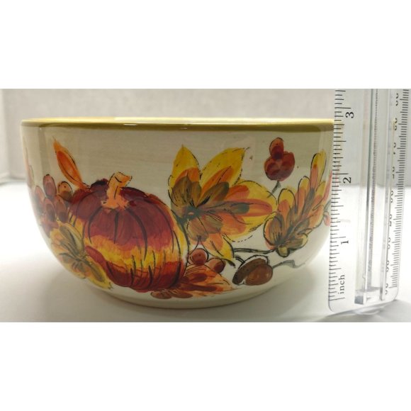 Maxcera Thanksgiving Acorns of Turkey Soup Bowl Cereal Ceramic 5.5" Across - Picture 5 of 9